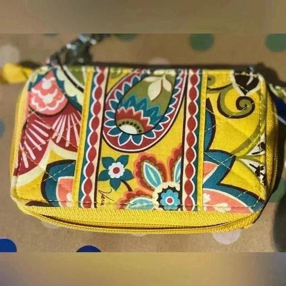 Two Vera Bradley Yellow and Blue Paisley Wristlets Bundle - Picture 8 of 11